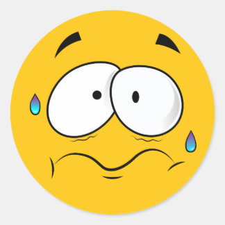 Worried Yellow Emoji Classic Round Sticker