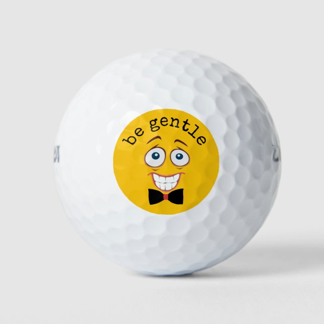 Worried Yellow Emoji Golf Balls (Front)