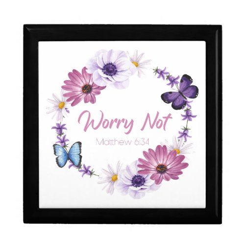 Worry Not Womens Christian Faith Butterfly Bible  Gift Box