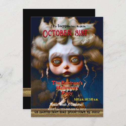 Worry Wart Scary Halloween Costume Annual Party Invitation