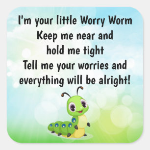 Worry Worm Poem Card Insert Square Sticker