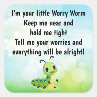 Worry Worm Poem Card Insert Square Sticker