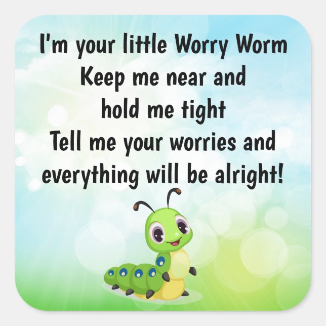 Worry Worm Poem Card Insert Square Sticker (Front)
