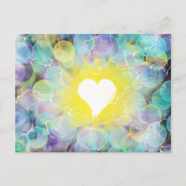 Worship Art White Heart Yellow Blue 7th Oct 17 HC Postcard (Front)