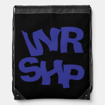 WORSHIP Quote Drawstring Bag