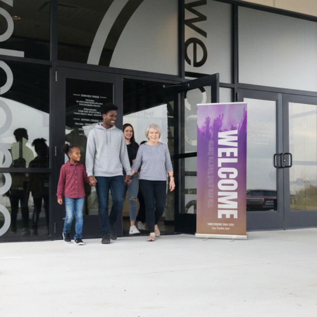 Worship Service Welcome Church  Retractable Banner (Worship Service Welcome Church Retractable Banner)