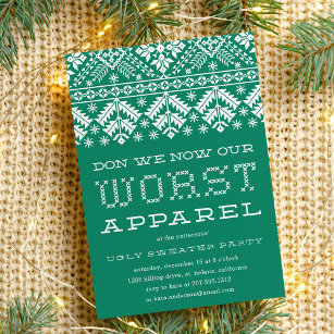 Worst Apparel   Ugly Sweater Party Invitation
