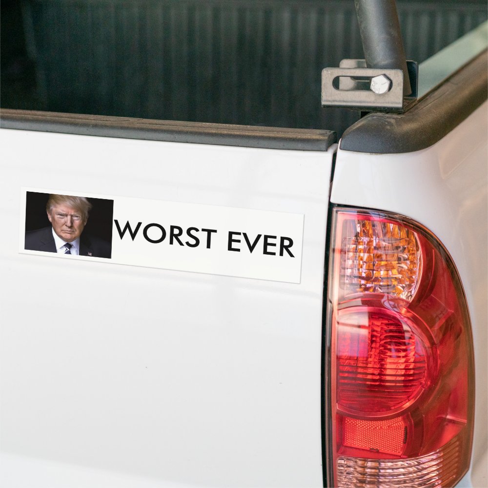 Disover Worst Ever Anti-Donald Trump Bumper Sticker