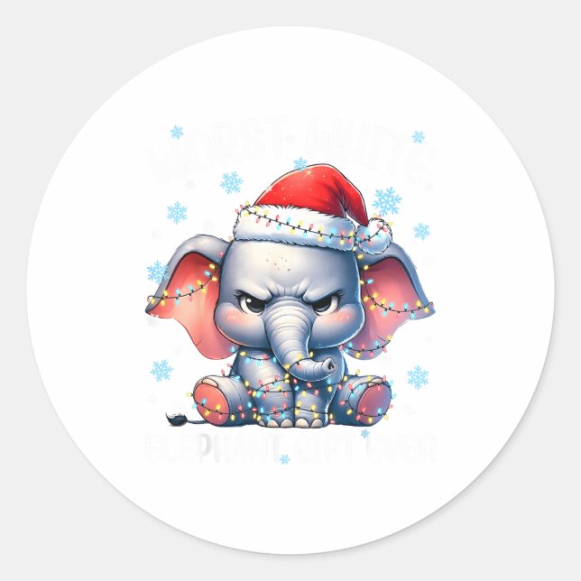 Worst White Elephant Ever Christmas Xmas Under 15  Classic Round Sticker (Front)