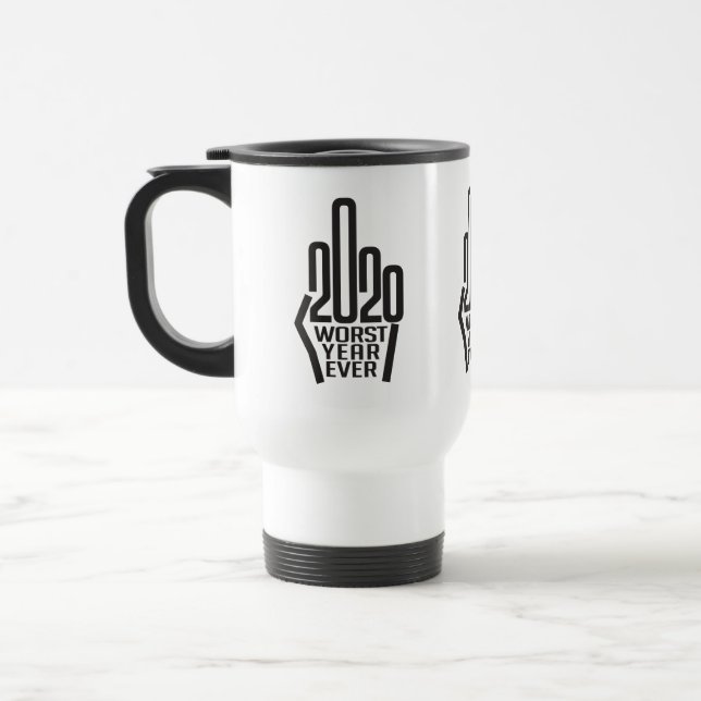 Worst Year Ever Flipping Off 2020 Design Travel Mug (Left)