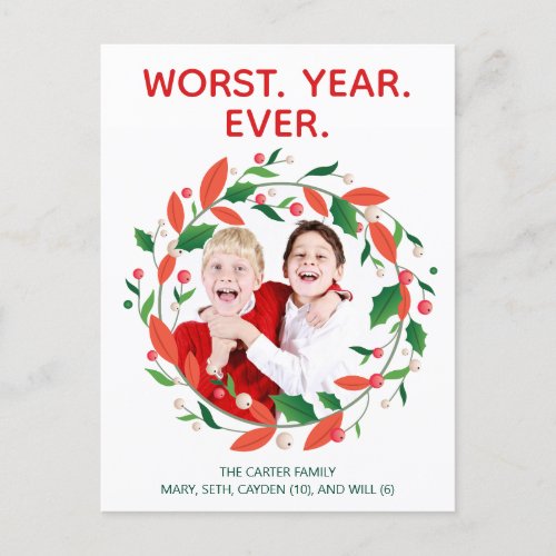 Worst Year Ever Funny 2020 Christmas Holiday Postcard