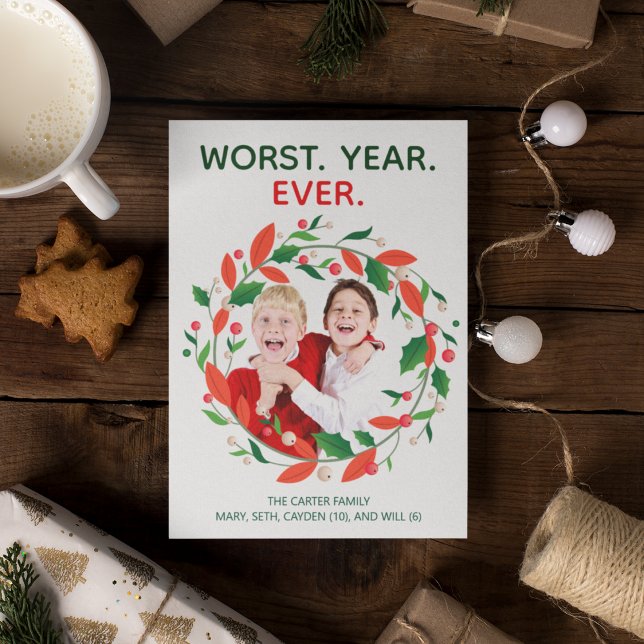 Worst Year Ever Funny Christmas Dark Humor Holiday Card (Creator Uploaded)
