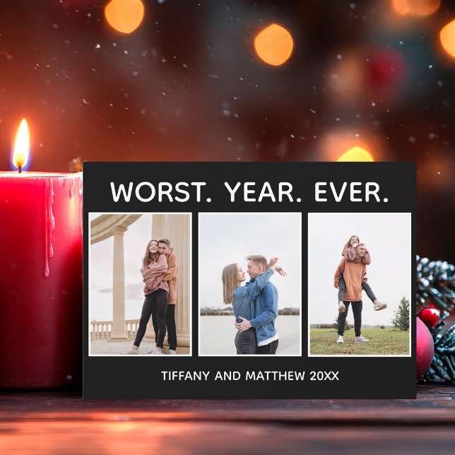 Worst Year Ever Funny Christmas Photo Dark Humor Holiday Card (Creator Uploaded)