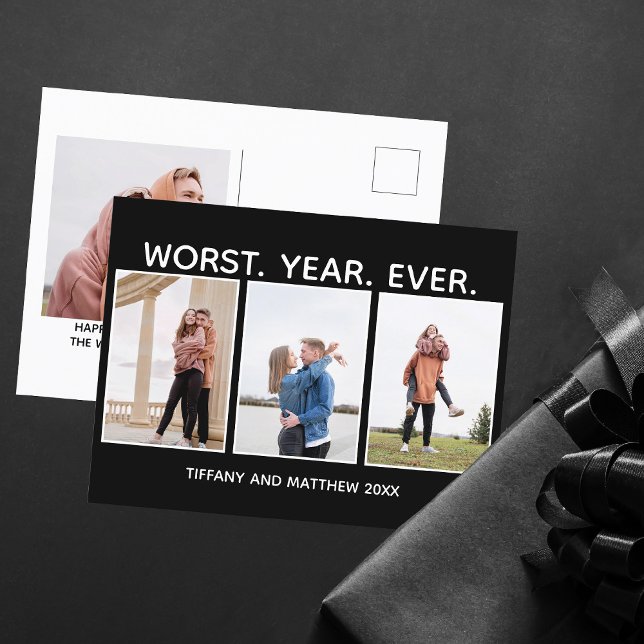Worst Year Ever Funny Christmas Photo Dark Humor Postcard (Creator Uploaded)