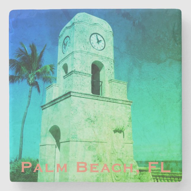 Worth Avenue Clock Tower - Palm Beach, FL Stone Coaster (Front)