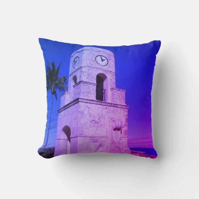 Worth Avenue Clock Tower - Palm Beach, FL Throw Pillow (Front)