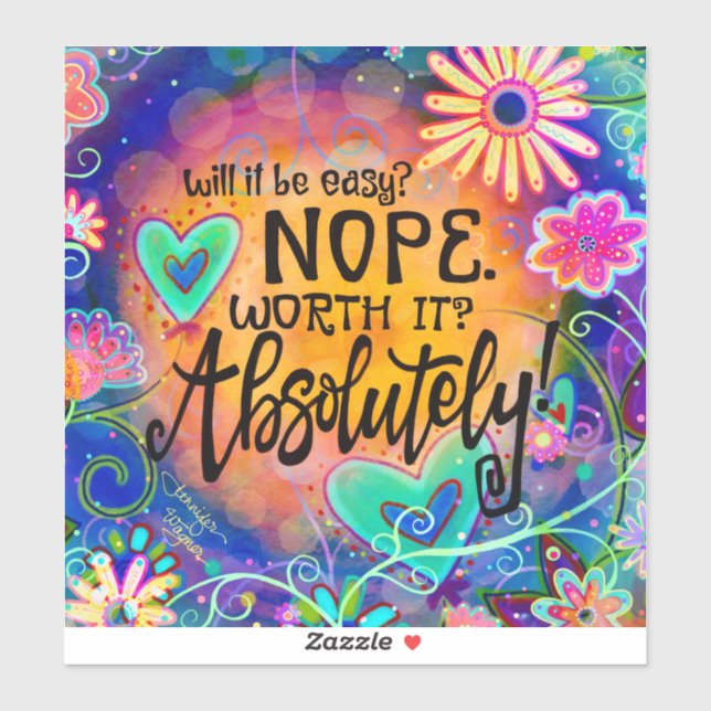 Worth It Quote Hearts and Flowers Pretty Floral Sticker (Sheet)