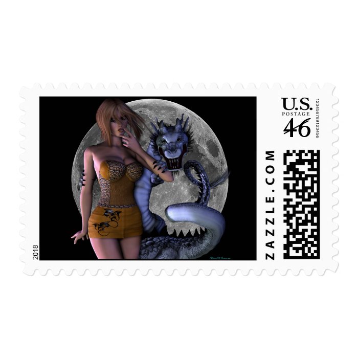 Worth the Fight Sexy Dragon Pinup Girl Postage  