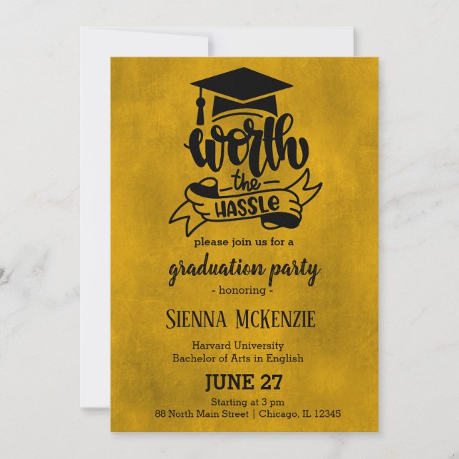 Worth the hassle - Yellow Invitation (Front)