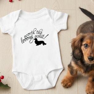 Worth the Long Wait Dachshund Newborn Gift Baby Bodysuit