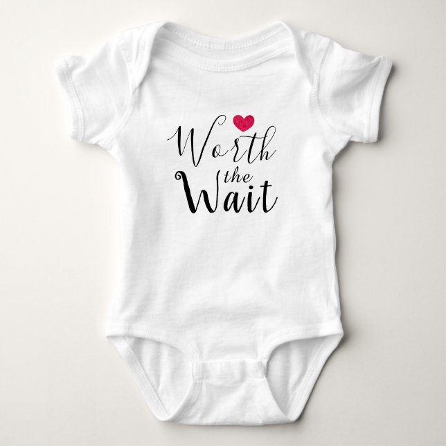 Worth the Wait - Adoption - Heart - New Baby Baby Bodysuit (Front)