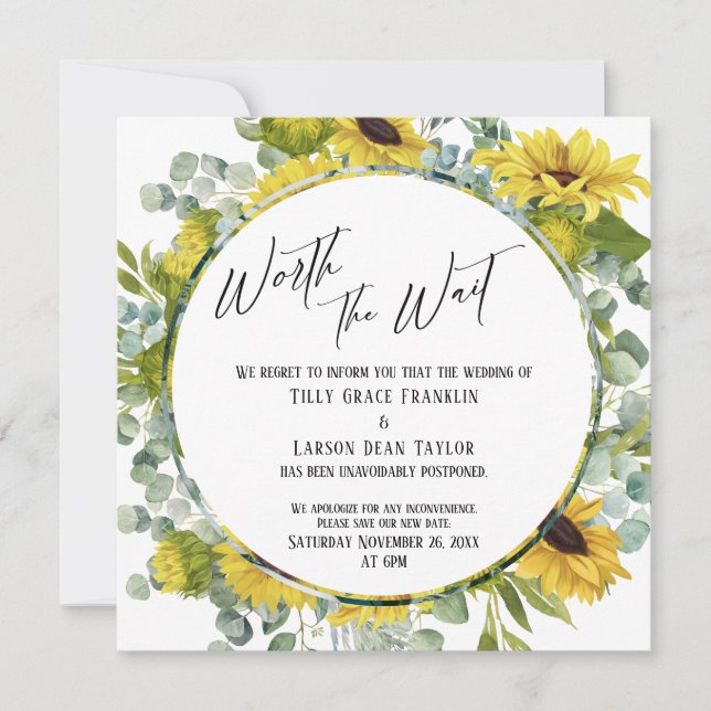 Worth the Wait Floral Postponed Wedding Card (Front)