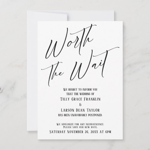 Worth the Wait Postponed Wedding Announcement