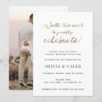 Worth the Wait to Celebrate Wedding Reception Invi