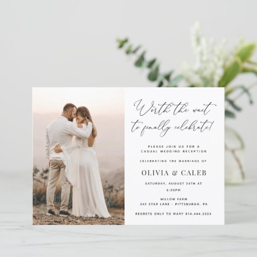 Worth the Wait to Celebrate Wedding Reception Invitation | Zazzle