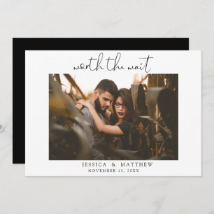 Worth the Wait Wedding Photo Script Modern Save The Date