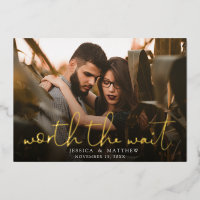Worth the Wait Wedding Photo Script Save the Date