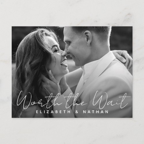 Worth the Wait Wedding Postponement Postcard