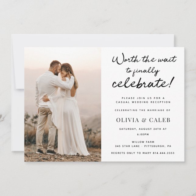 Worth the Wait Wedding Reception Invitation (Front)