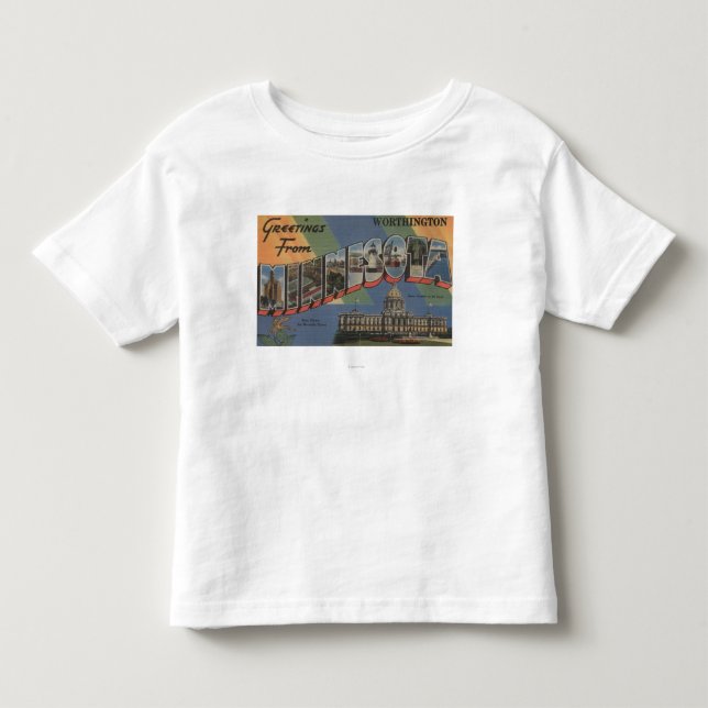 Worthington, Minnesota - Large Letter Scenes Toddler T-shirt (Front)