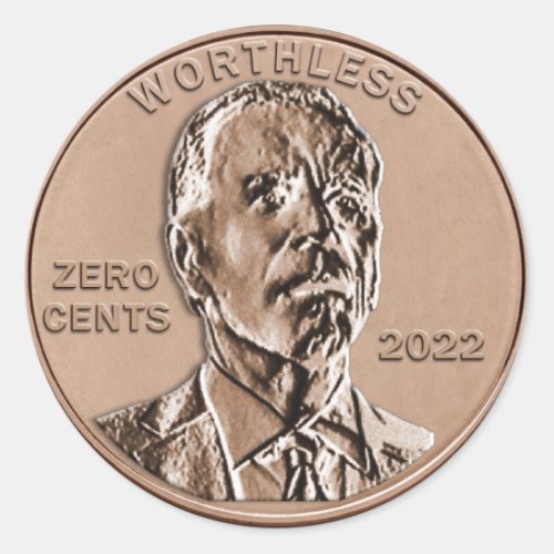 Worthless Joe Biden Penny Sticker