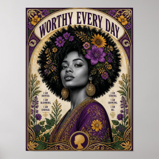 Worthy Every Day Afrocentric Affirmation Wall Art