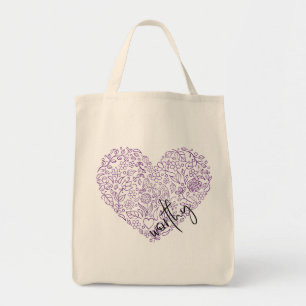 Worthy Heart Tote Bag (purple)
