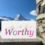Worthy is the Lamb Easter Christian Art Farmhouse Wooden Box Sign<br><div class="desc">Decorate your home or give as a gift this striking one-of-a kind Christian Artwork. "Worthy is the Lamb" written in black elegant typography is a reference to Jesus Christ who died on the cross. Worthy is filled with the photograph of a purple pink scarlet pansy. Flowers make me smile. I...</div>