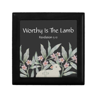 Worthy Is The Lamb Round Keychain Gift Box