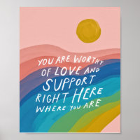 Worthy of love & support - therapist office poste