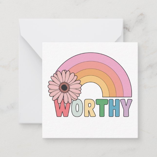  Worthy Rainbow Bloom  Note Card (Front)