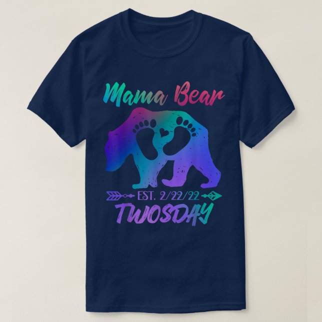 wosday Mama Mom Bear New Baby Girl Boy Announcemen T-Shirt (Design Front)