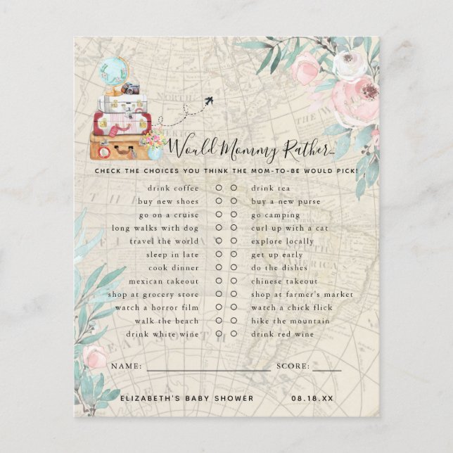 Would Mommy Rather | Baby Shower Game (Front)