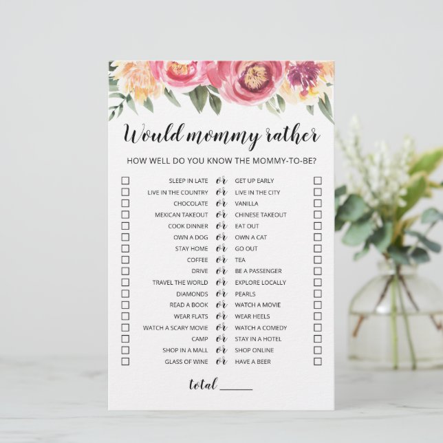Would Mommy Rather Baby Shower Game (Standing Front)