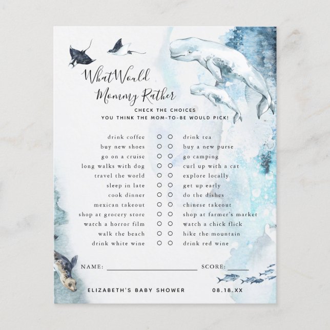 Would Mommy Rather | Baby Shower Game (Front)