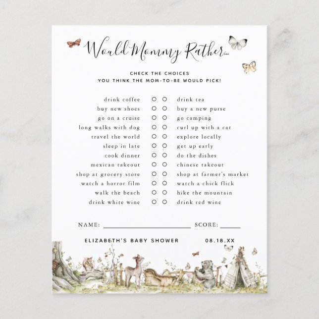 Would Mommy Rather | Baby Shower Game (Front)