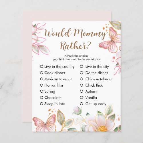 Would Mommy Rather  Baby Shower Personalized Game