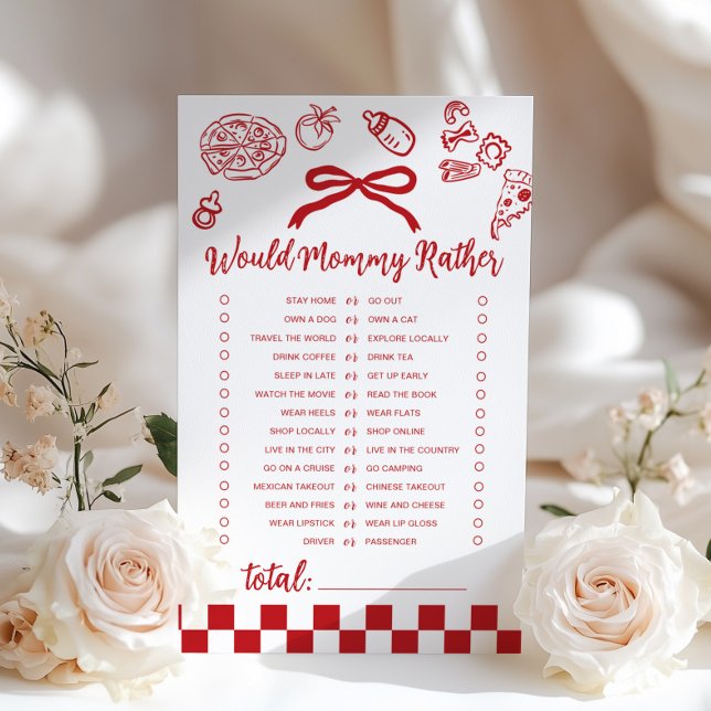 Would Mommy Rather Bow Pizza baby shower game (Creator Uploaded)
