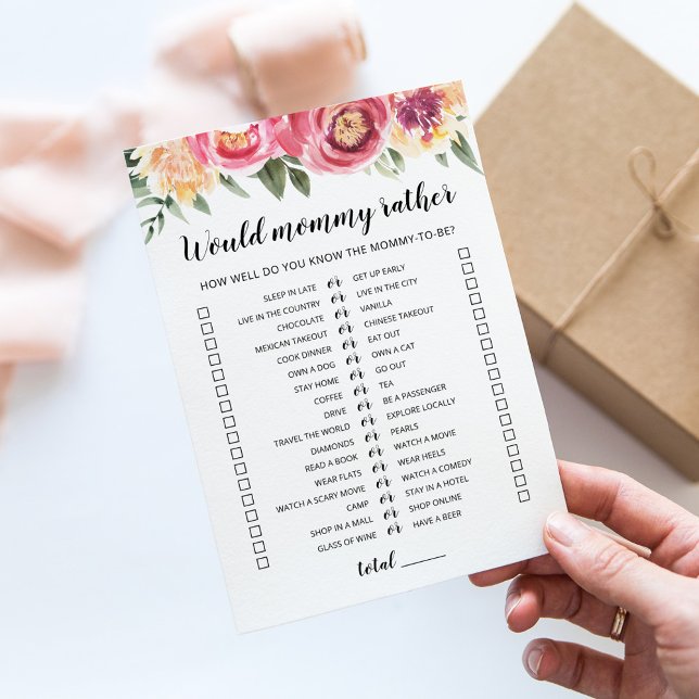Would Mommy Rather Editable Baby Shower Game Card (Creator Uploaded)