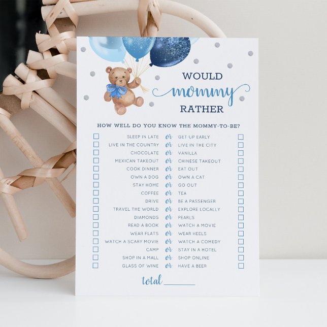 Would Mommy Rather Game Baby Shower Party Card (Creator Uploaded)